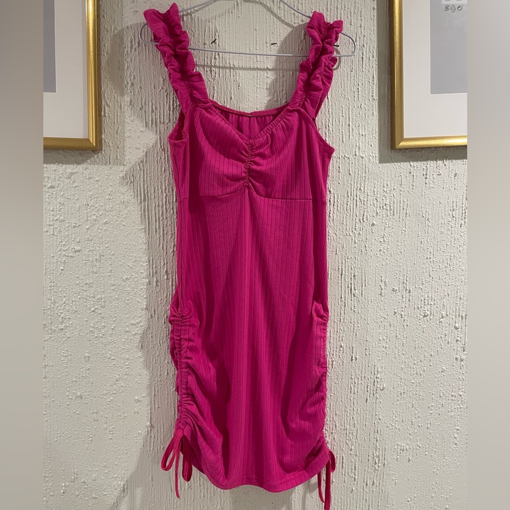 Pink Ruched Sleeveless Dress